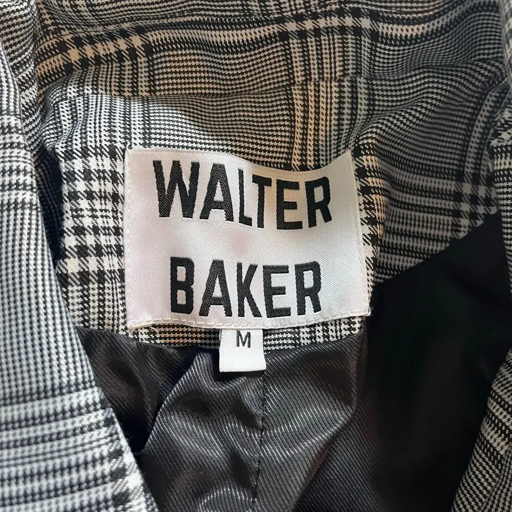 Walter‎ baker black white plaid cut out front blazer jacket size medium
